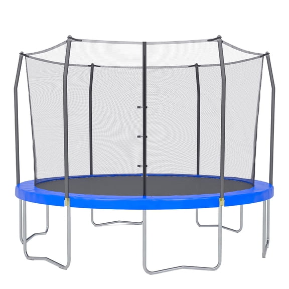 Skywalker Trampolines 12-Foot Round Trampoline with Safety Enclosure Net & Spring Pad - Heavy Duty Outdoor Trampoline for Kids & Adults, Rust-Resistant Steel Frame