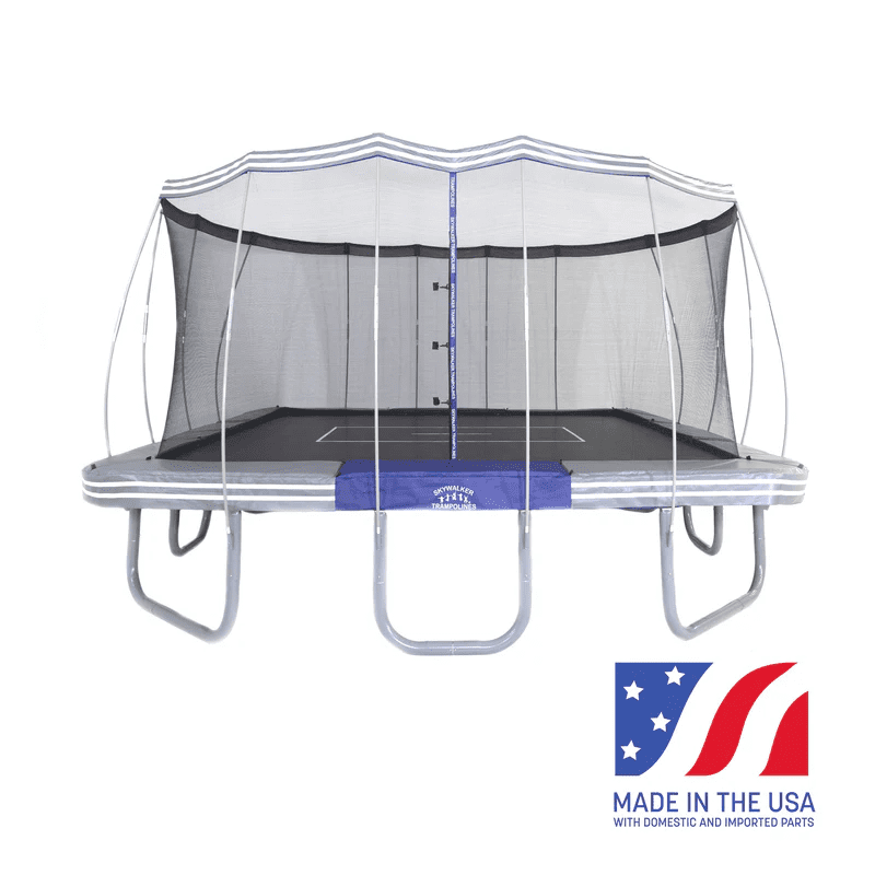 Skywalker Trampolines 15-Foot Square Trampoline with Safety Enclosure Net, Premium Outdoor Backyard Trampoline, Heavy-Duty Jump Mat & Reinforced Frame - Made in USA