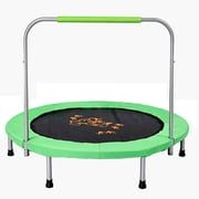 Skywalker Trampolines 36" Mini Trampoline - Green Round Bouncer for Kids & Toddlers, Indoor/Outdoor Use, No-Spring Design with Handlebar