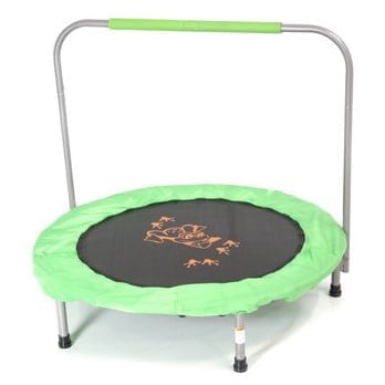 Skywalker Trampolines 36" Mini Trampoline - Green Round Bouncer for Kids & Toddlers, Indoor/Outdoor Use, No-Spring Design with Handlebar