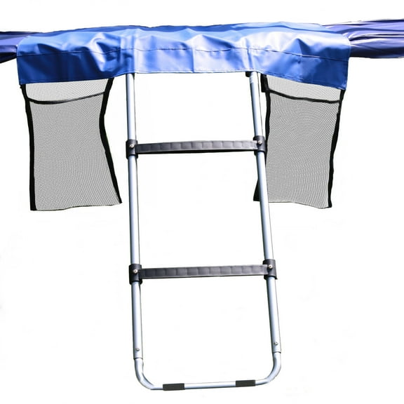 Skywalker Trampolines Wide-Step Ladder & Shoe Bag Kit - 2-Rung Blue Accessory, 275lb Capacity, Fits 4" Rails