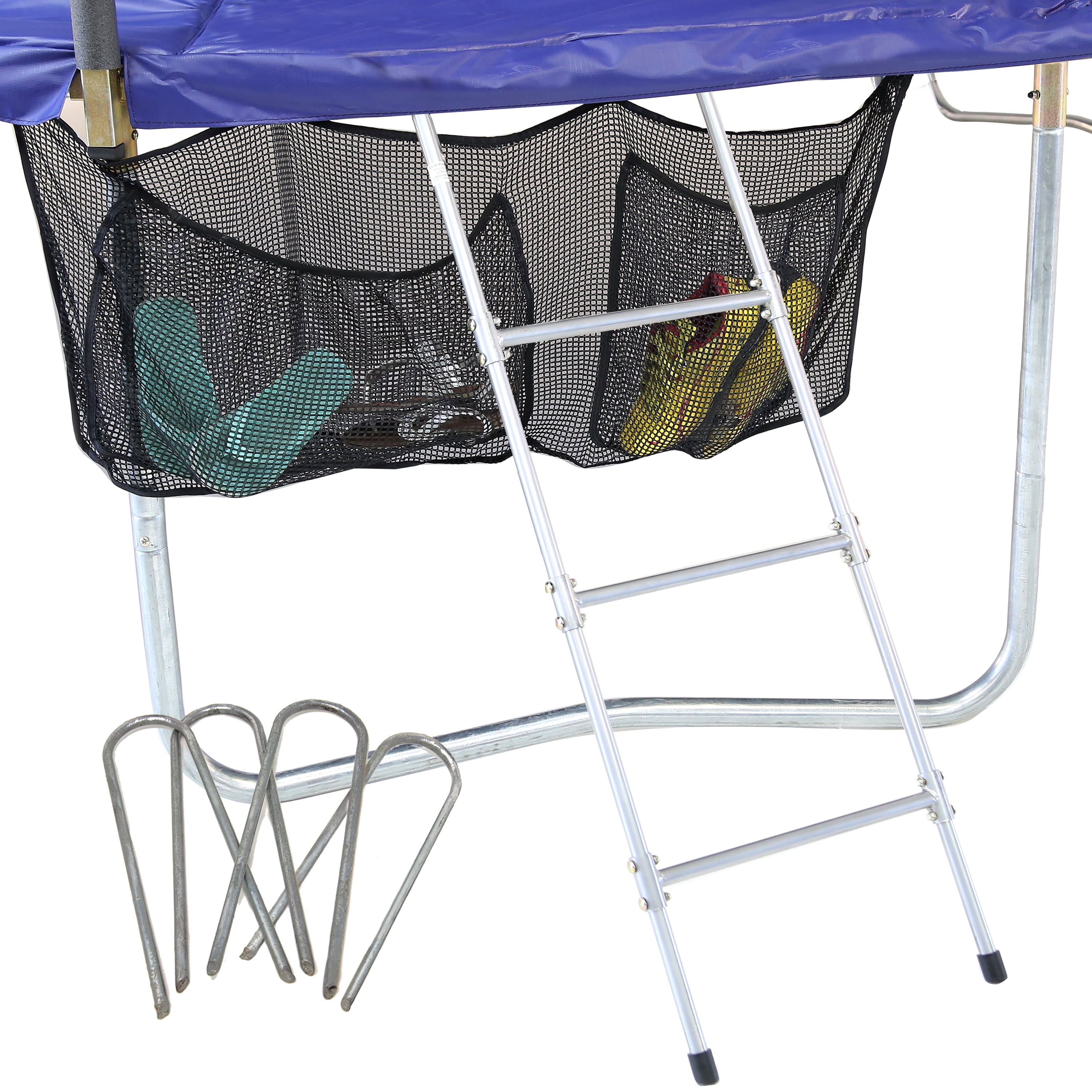 Skywalker Trampolines 3-Rung Ladder Accessory Kit (47.2 inch) - with Shoe Bag & Wind Stakes, Fits Rails up to 4"