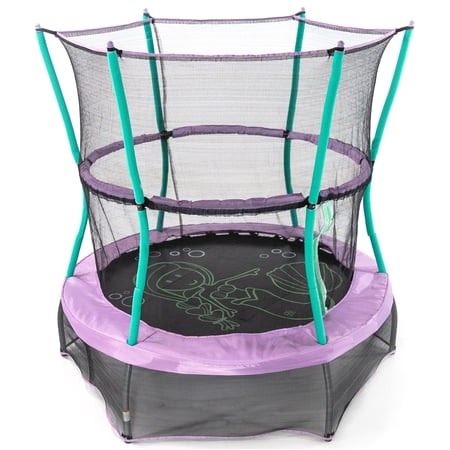 Skywalker Trampolines 55-Inch Bounce-N-Learn Trampoline, with Enclosure and Sound, Magic Mermaid