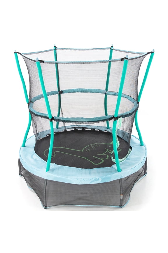 55-Inch Bounce-N-Learn Trampoline, with Enclosure and Sound, Stomping Dinosaur