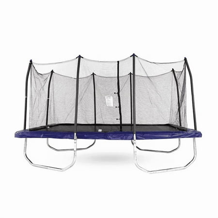 Skywalker Trampolines 15' x 9' Rectangle Trampoline with Safety Enclosure Net - Outdoor Trampoline for Kids & Teens, Heavy-Duty Rust-Resistant Frame (Blue)