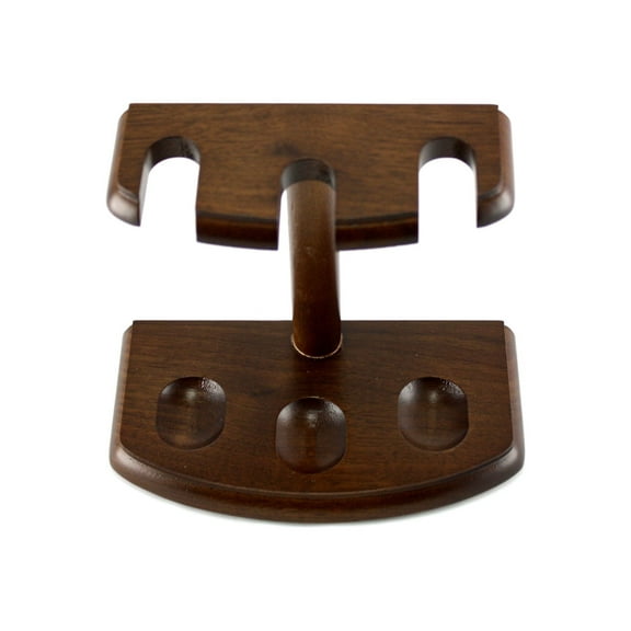Skyway 3 Pipe Wood Tobacco Pipe Stand Rack Holder - Dark Brown