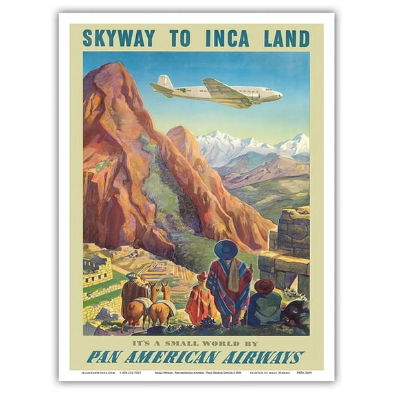 Skyway to Inca Land - Peru - Pan American Airways (PAA) - Vintage Airline Travel Poster by Paul George Lawler c.1938 - Master Art Print (Unframed) 9in x 12in