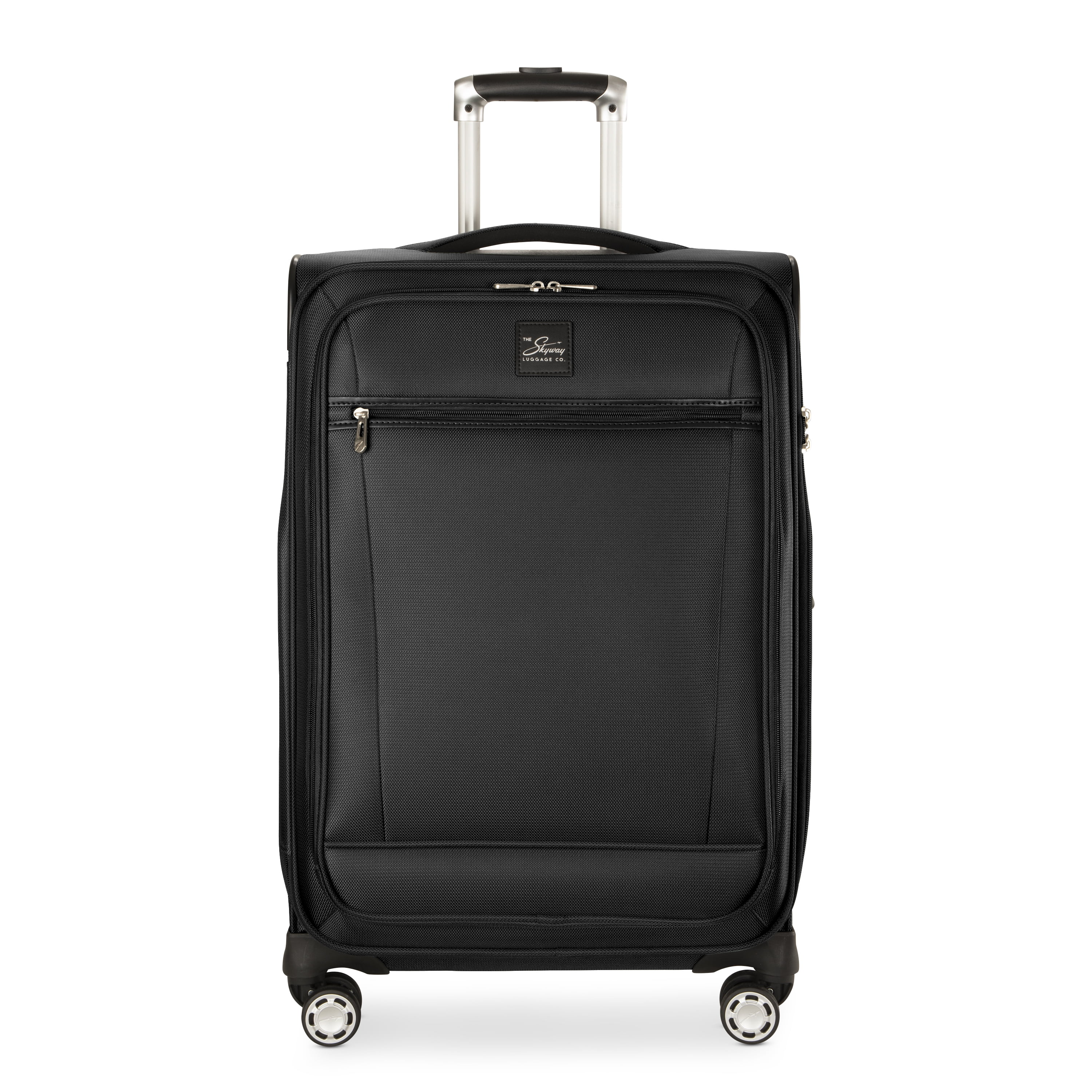 Skyway Luggage Ballard Softside 24" Expandable Medium Checked Luggage with Spinner Wheels, Adult, Black