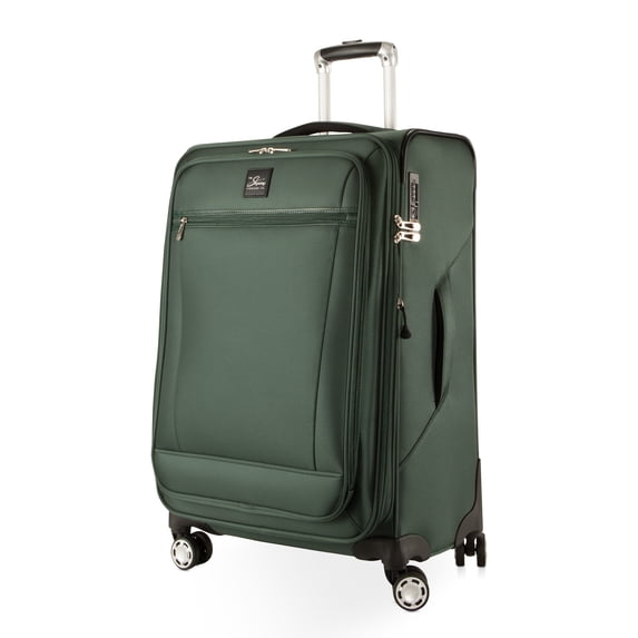 Skyway Luggage Ballard Softside 24" Expandable Medium Checked Luggage with Spinner Wheels, Adult, Juniper Green