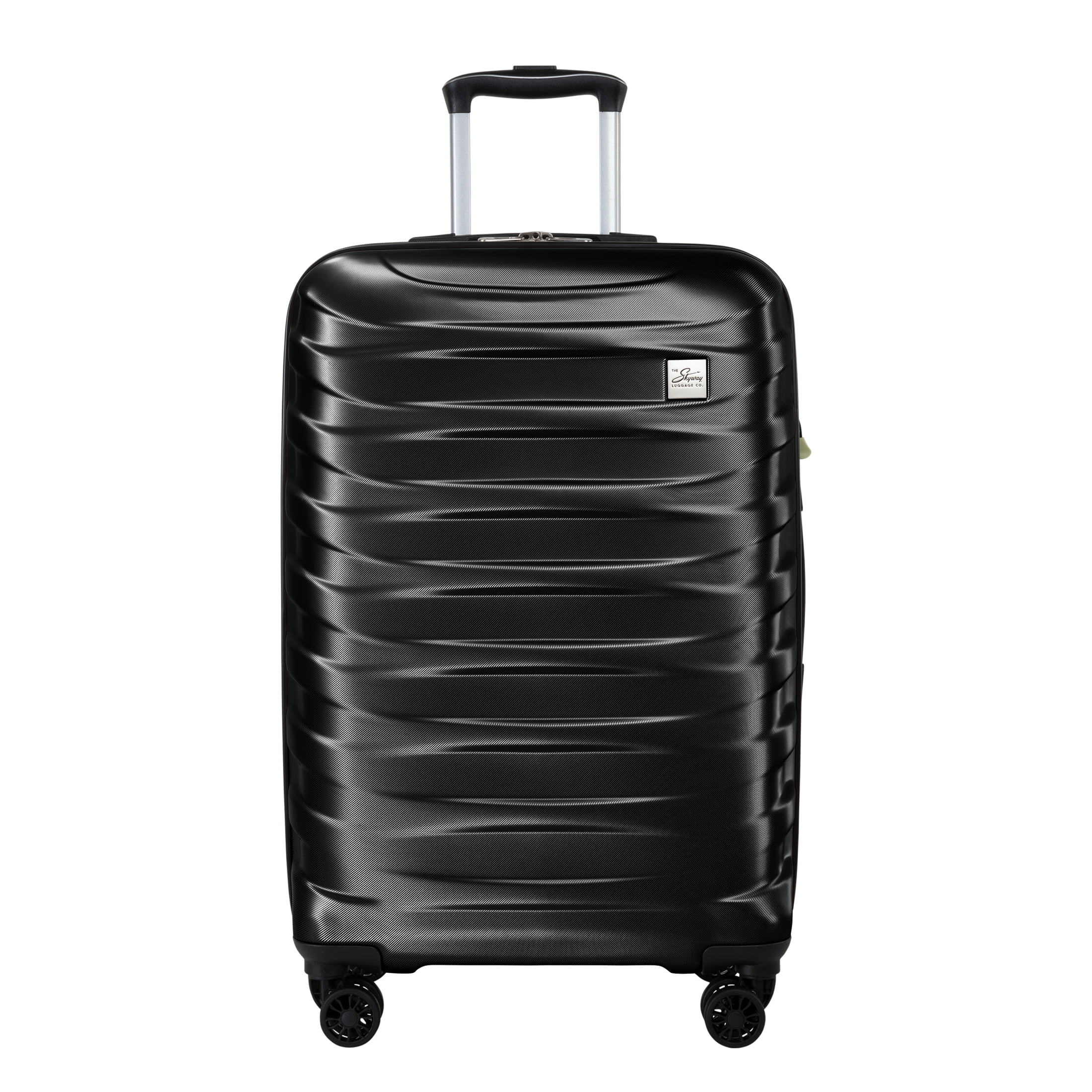 Skyway Luggage Camano Hardshell 24" Expandable Medium Checked Luggage with Spinner Wheels, Black
