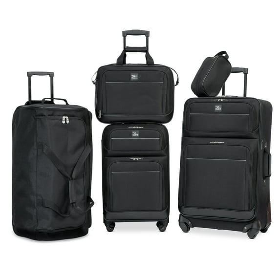 Skyway Luggage Seville Softside 5-Piece Travel Luggage Set, Black