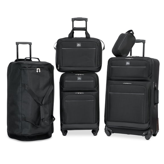 Skyway Luggage Seville Softside 5-Piece Travel Luggage Set, Black