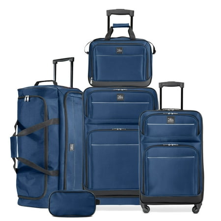 Skyway Luggage Tideland Softside 5-Piece Travel Luggage Set with Spinner Wheels, Blue