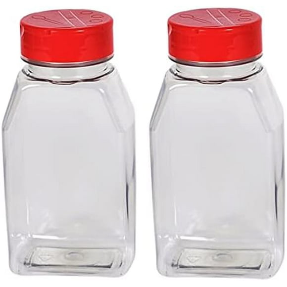 Skyway Supreme Large 16 OZ Plastic Spice Bottles Seasoning Containers Jars - Flap Cap Pour and Sifter Spice Shaker - Refillable Perfect For Storing Dispensing Herbs BBQ Rub - BPA Free - Set of 2