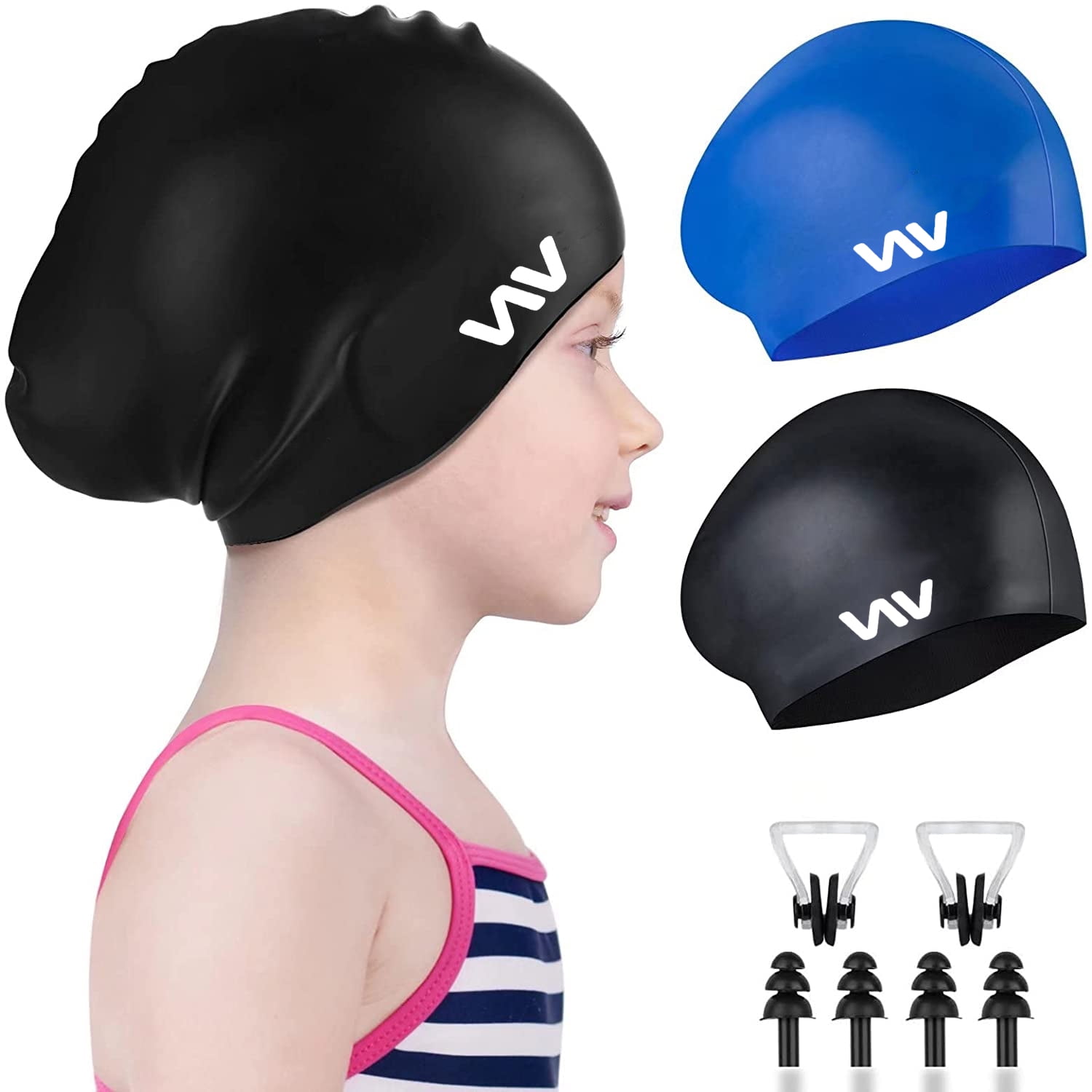 Swim Pool Hat For Adult Kids Ear Protect Silicone Swimming Cap Waterpoof  Elastic