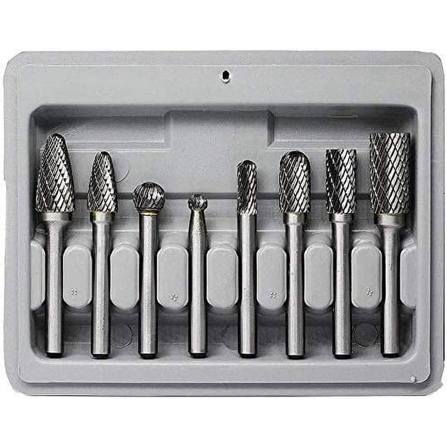Skywee Carbide Burr Set 1/4 Inch Shank Diameter Double Cut Rotary Files Metal Grinding Polishing