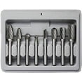 thumbnail image 1 of Skywee Carbide Burr Set 1/4 Inch Shank Diameter Double Cut Rotary Files Metal Grinding Polishing Carving Tool Drill Bits for Die Grinder Kits 8pcs, 1 of 9