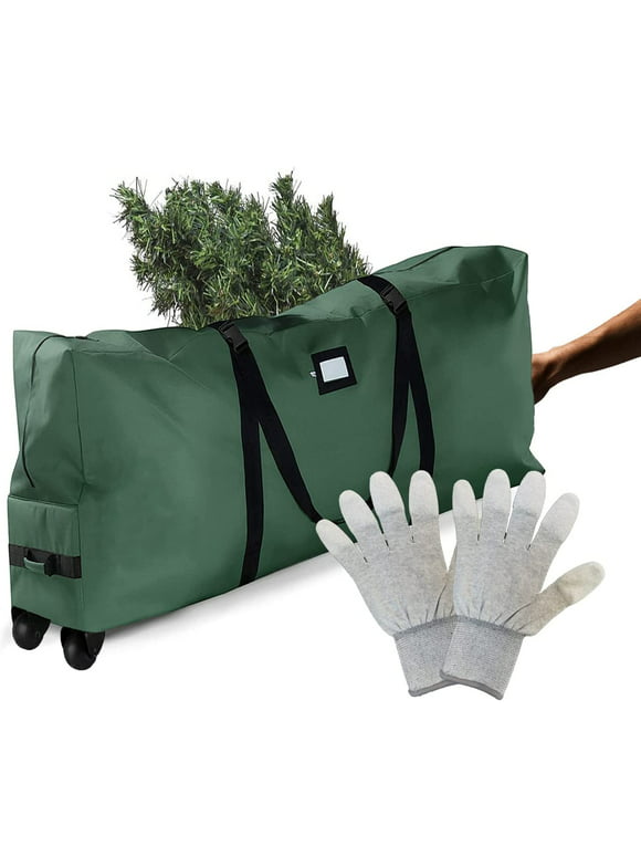 Skywee Rolling Large Christmas Tree Storage Bag - Fits Up to 9 ft. Artificial Disassembled Trees, Wheels & Durable Handles for Easy Carrying and Transport