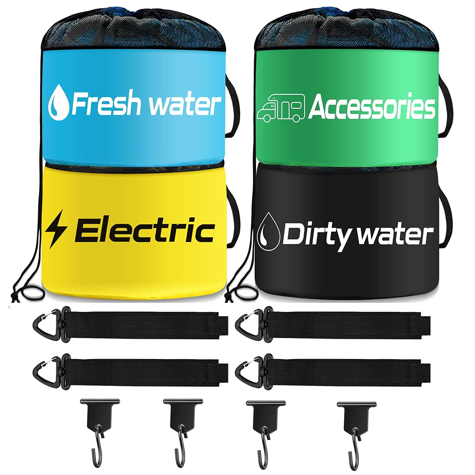 Skywee Waterproof RV Hose Storage Bag, RV Utility Bag, Sewer Hose Bag, RV Accessories Bag for Storing Your Water Hose, Black Hose, Electrical, Include 4 Straps and 4 Hooks