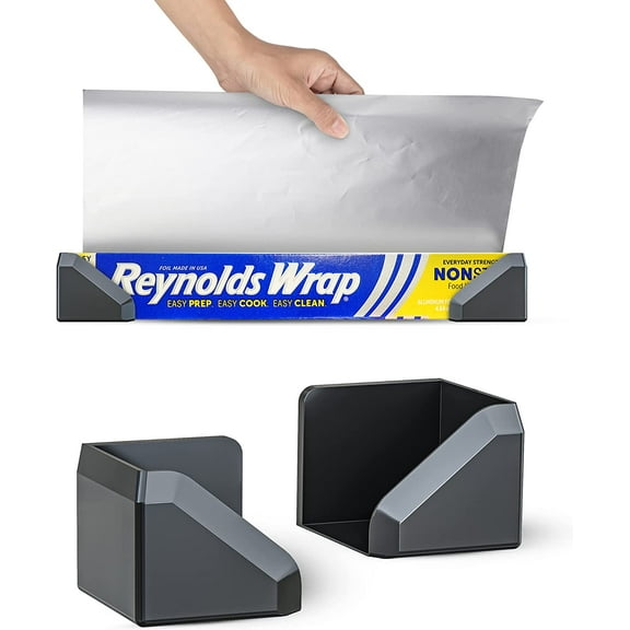Skywin Adhesive Foil and Plastic Wrap Organizer Black, Fits Box Width up to 2.16/55mm Aluminum Foil Organization and Storage  Aluminum Foil Heavy Duty Holder Aluminum Foil Dispense