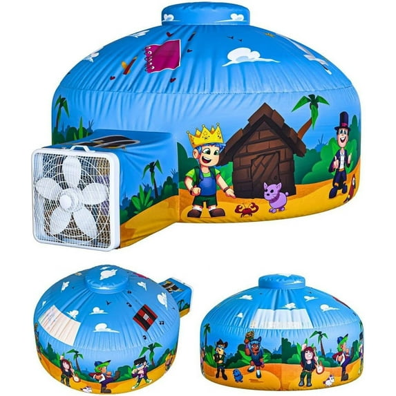 Skywin Air Tent Playhouse for Kids Blox Style With Door - 77x50 Inches Inflatable Kids Tent Sets Up and Stores Away in Seconds (Fan NOT Included) (Blox-Style With Door)