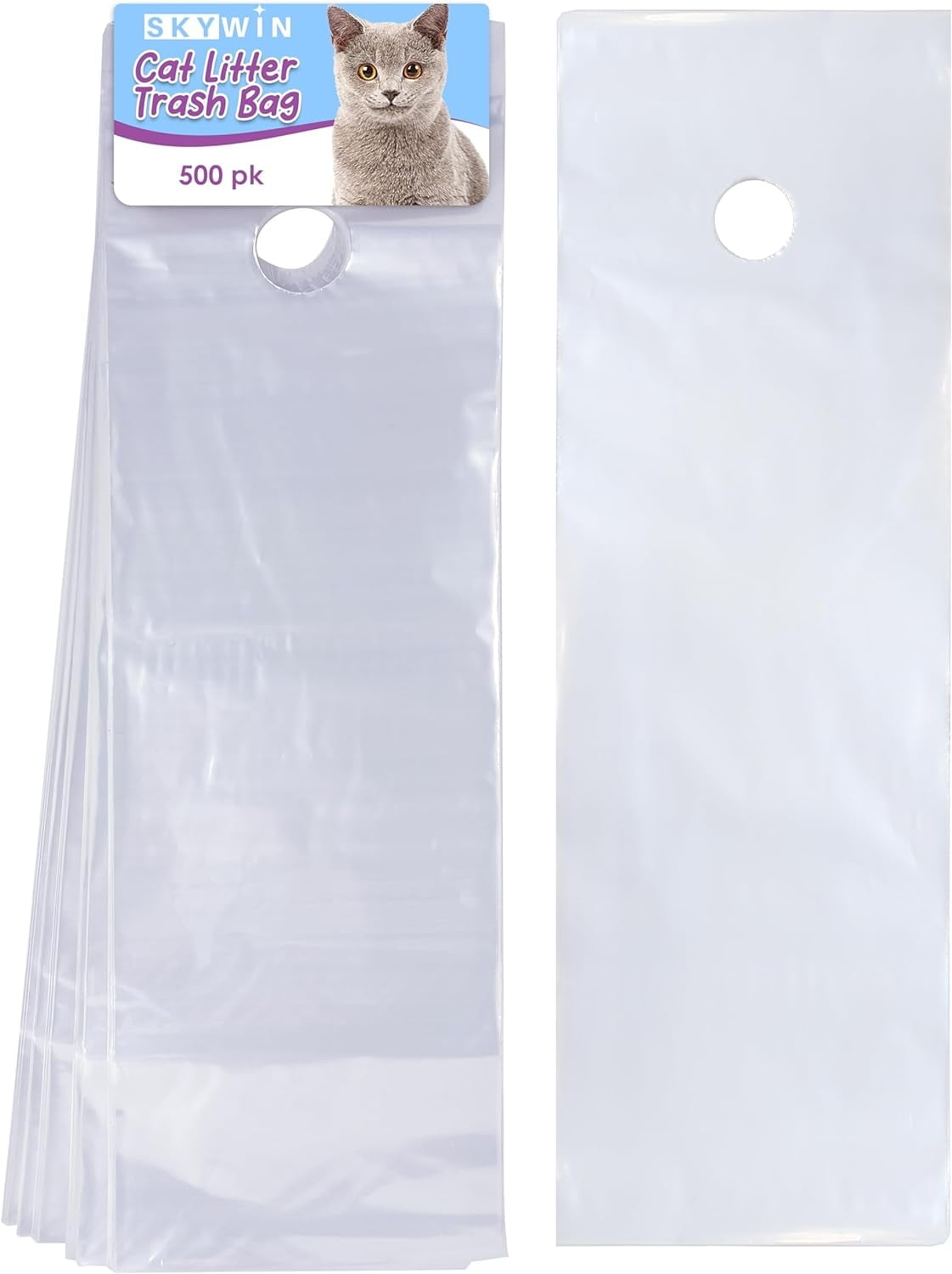Skywin Cat Litter Bag Trash Bags - 6 x 19 Inches Convenient Litter Bags For Cat Poop, 500PC Cat Poop Bags for Cats, Leak-Proof Pet Waste Bags For Cats