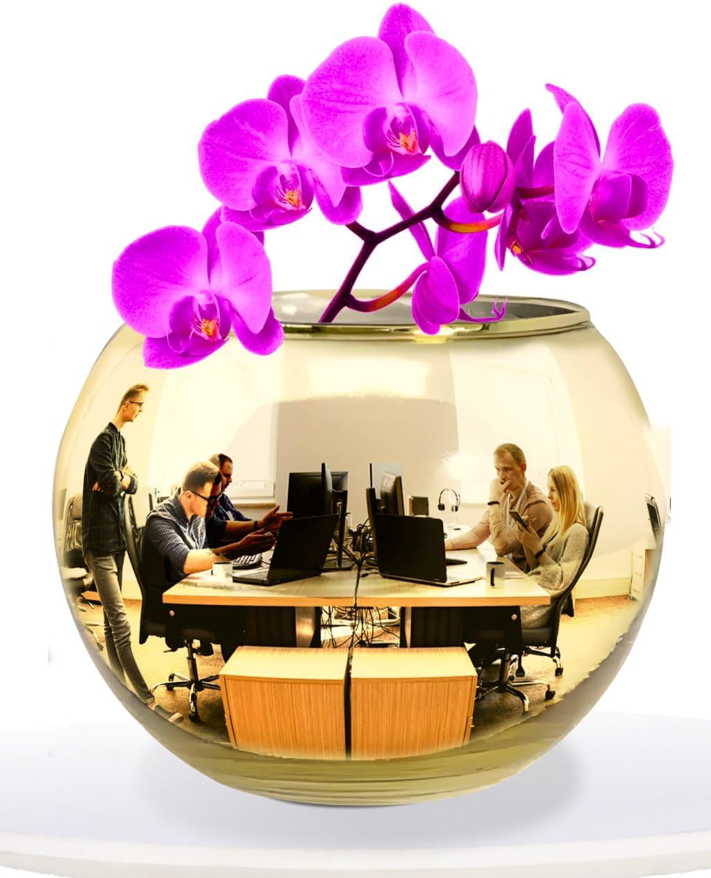 Skywin Convex Mirror Vase Gold Cubicle Decorations 4.5 Inch