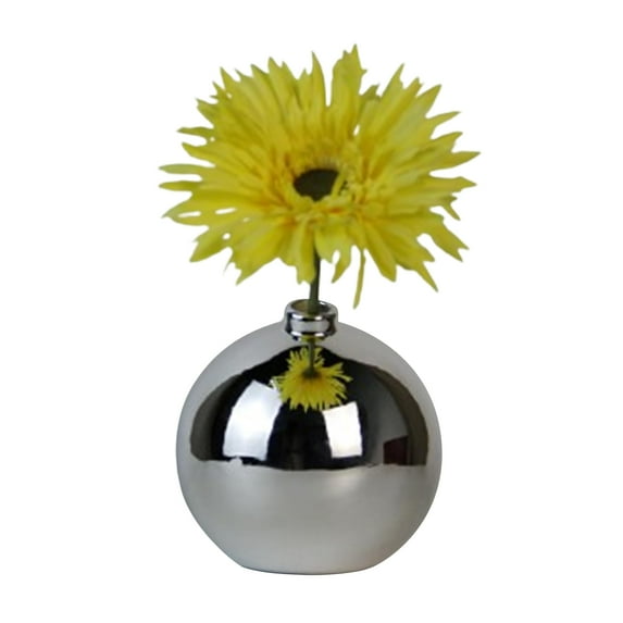 Skywin Convex Mirror Vase Silver Cubicle Decorations with Flower - 4" x 4" Cubicle Mirror, Desk Mirror To See Behind You - Aesthetic Office Cubicle Accessories, Office Cubicle Decor Organizer
