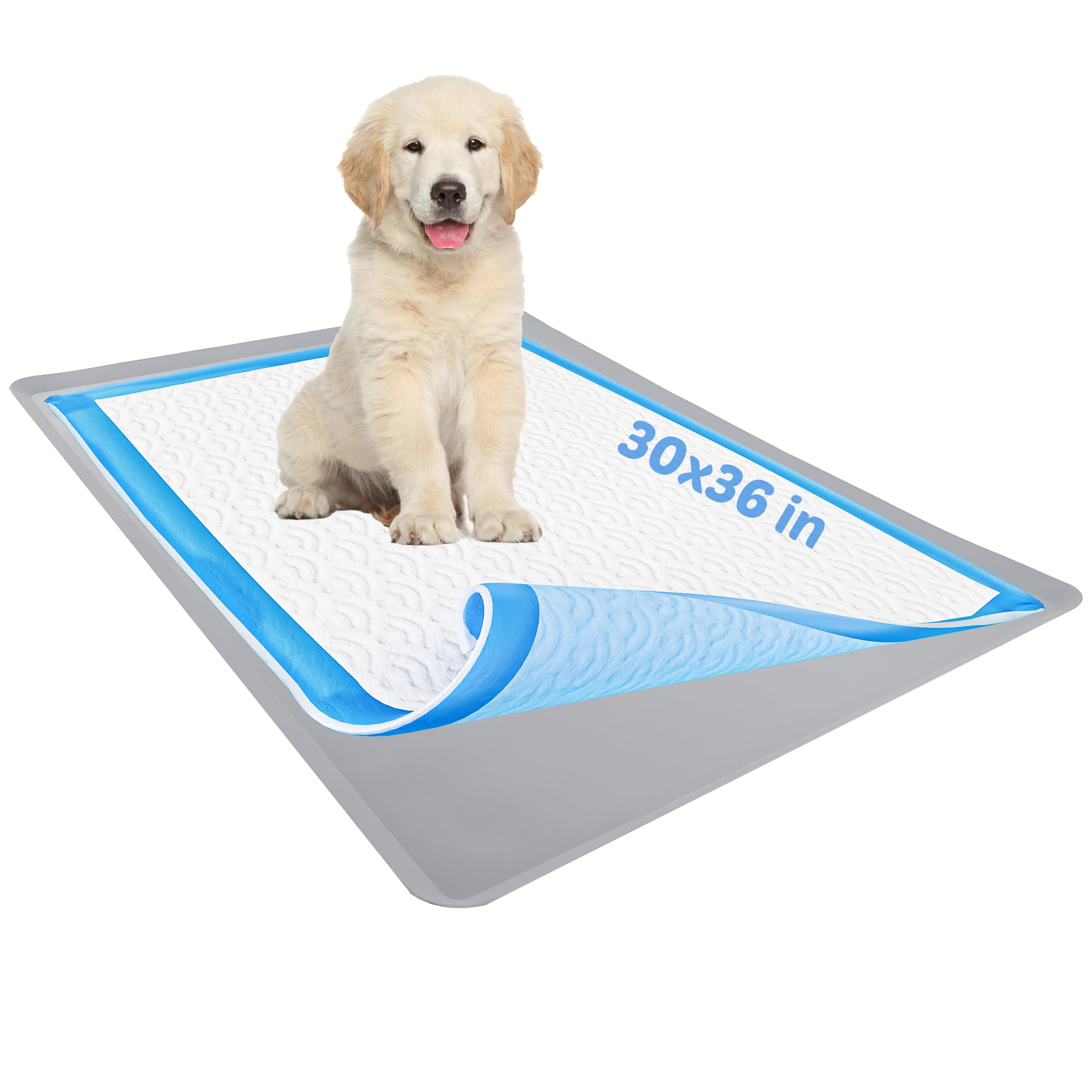 Skywin Dog Puppy Pad Holder Tray 24X24” (Grey) + 24x36” (Grey) - Silicone,  No Spill Pee Pad Holder for Dogs - Pee Pad Holder Works with Most Training