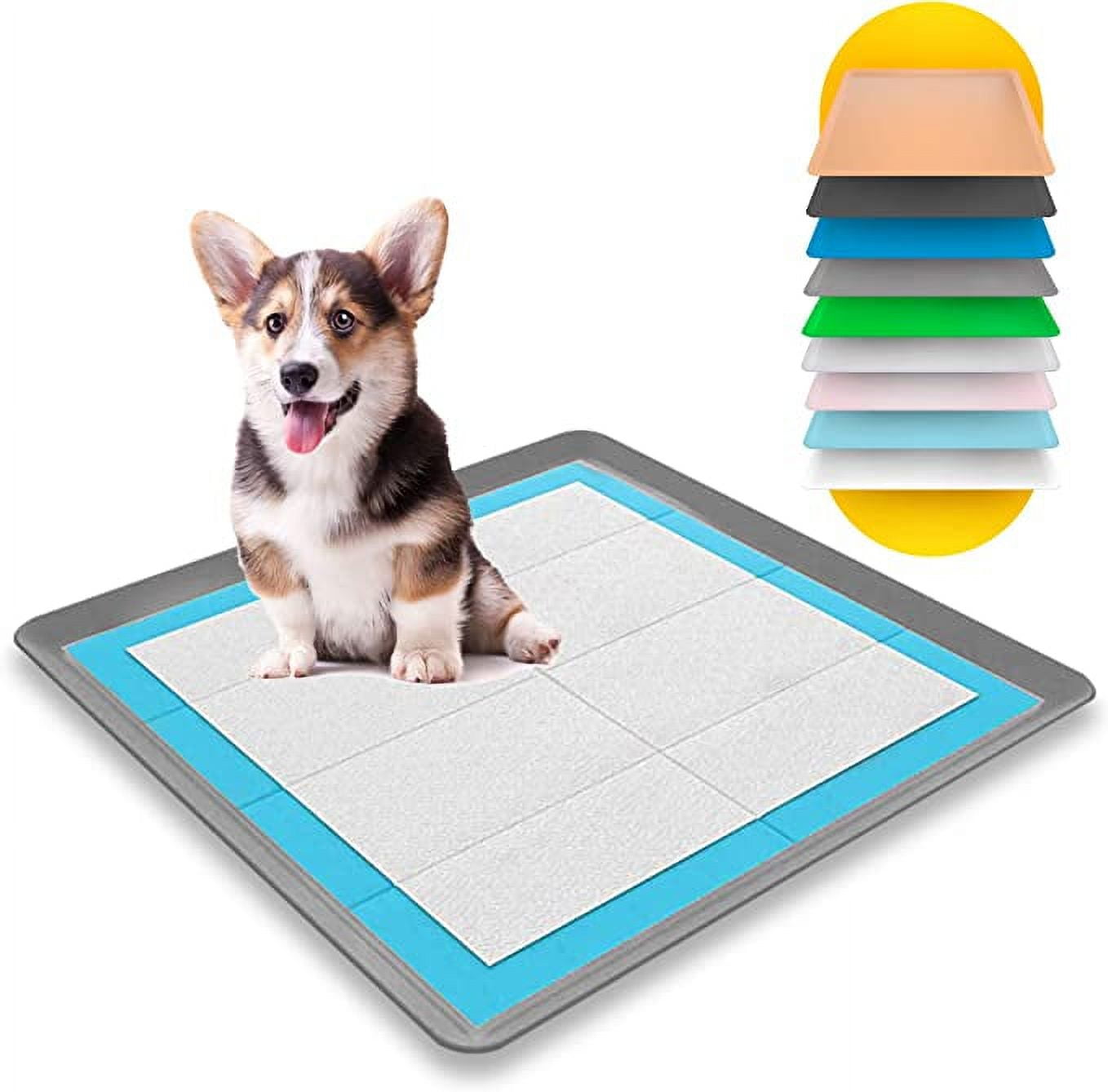 Pee Pad Tray for Dogs - No Spill Raised Lip Edge Silicone Mat Holder, Extra  Thick and