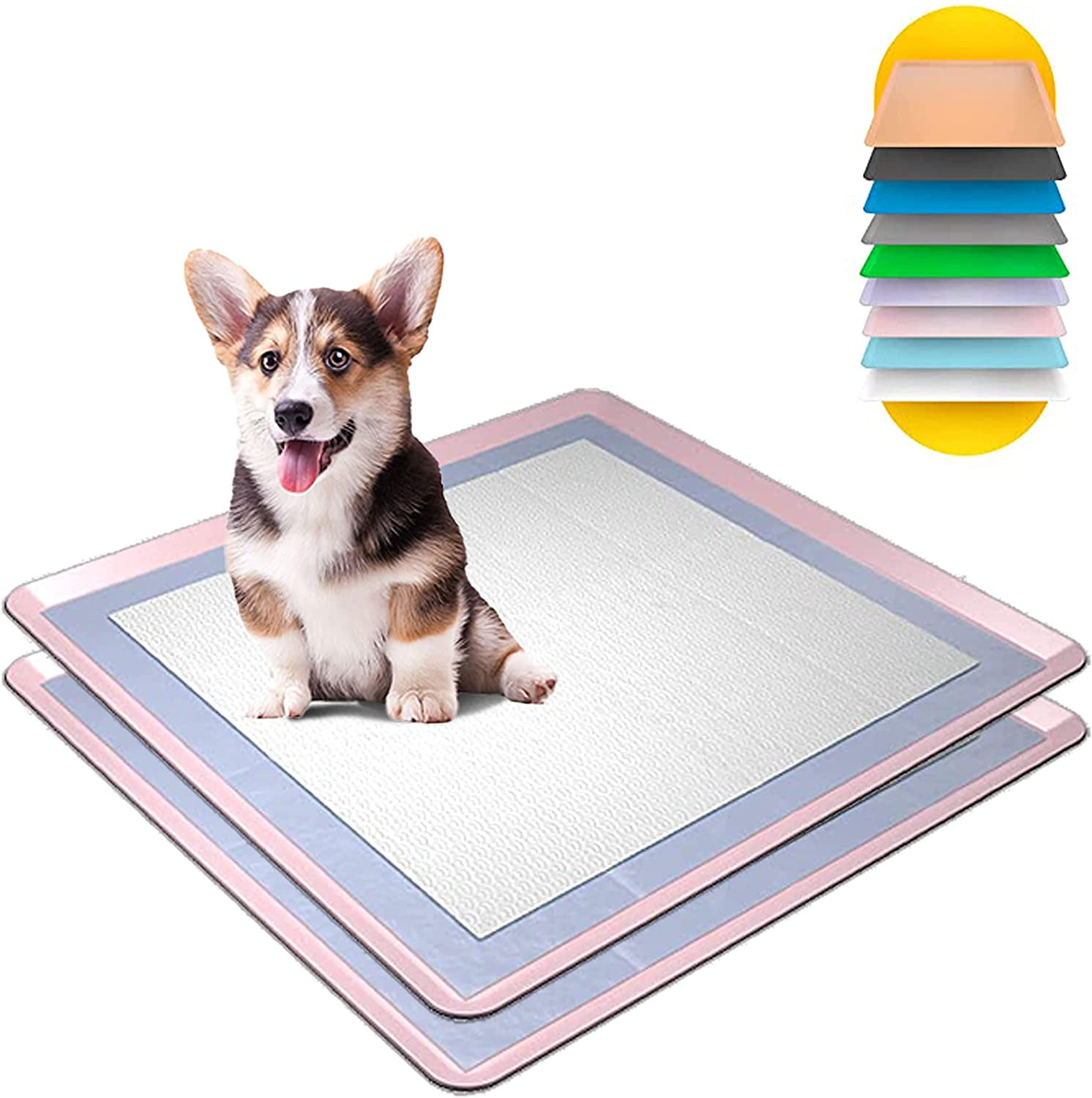 Skywin Dog Pee Pad Holder - 2 Pack Rose No Spill Pee Pad Holder for Dogs - Wee Wee Pad Holder Works with Most Training Pads, Easy to Clean and Store (2 Pack, Rose)
