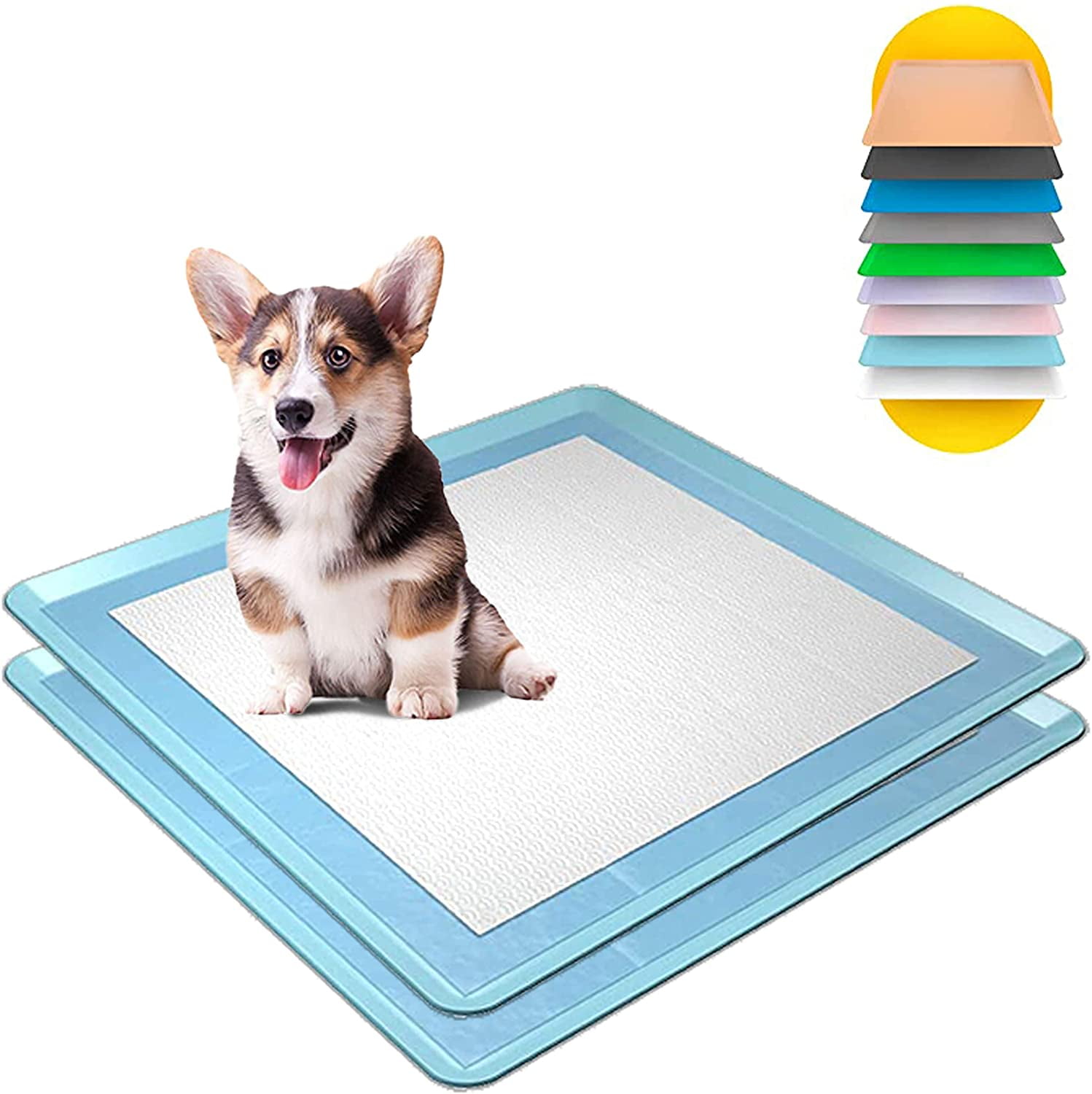 Skywin Dog Pee Pad Holder - 2 Pack Sky Blue No Spill Pee Pad Holder for Dogs - Wee Wee Pad Holder Works with Most Training Pads, Easy to Clean and Store (Sky Blue)