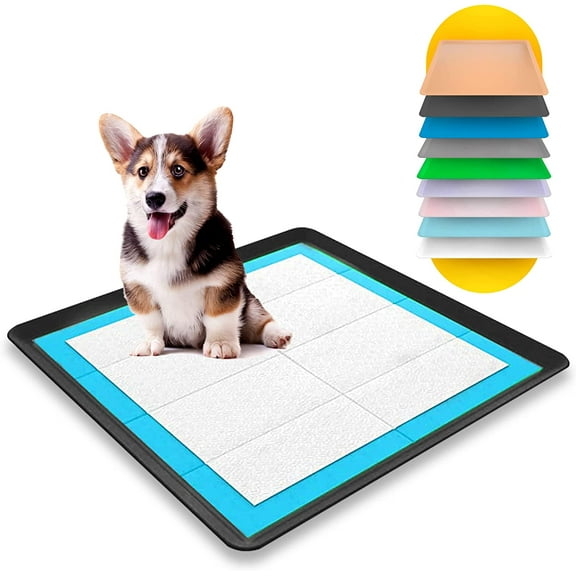 Skywin Dog Puppy Pad Holder Tray - No Spill Pee Pad Holder for Dogs - Wee Wee Pad Holder Works with Most Training Pads, Easy to Clean and Store (Black)