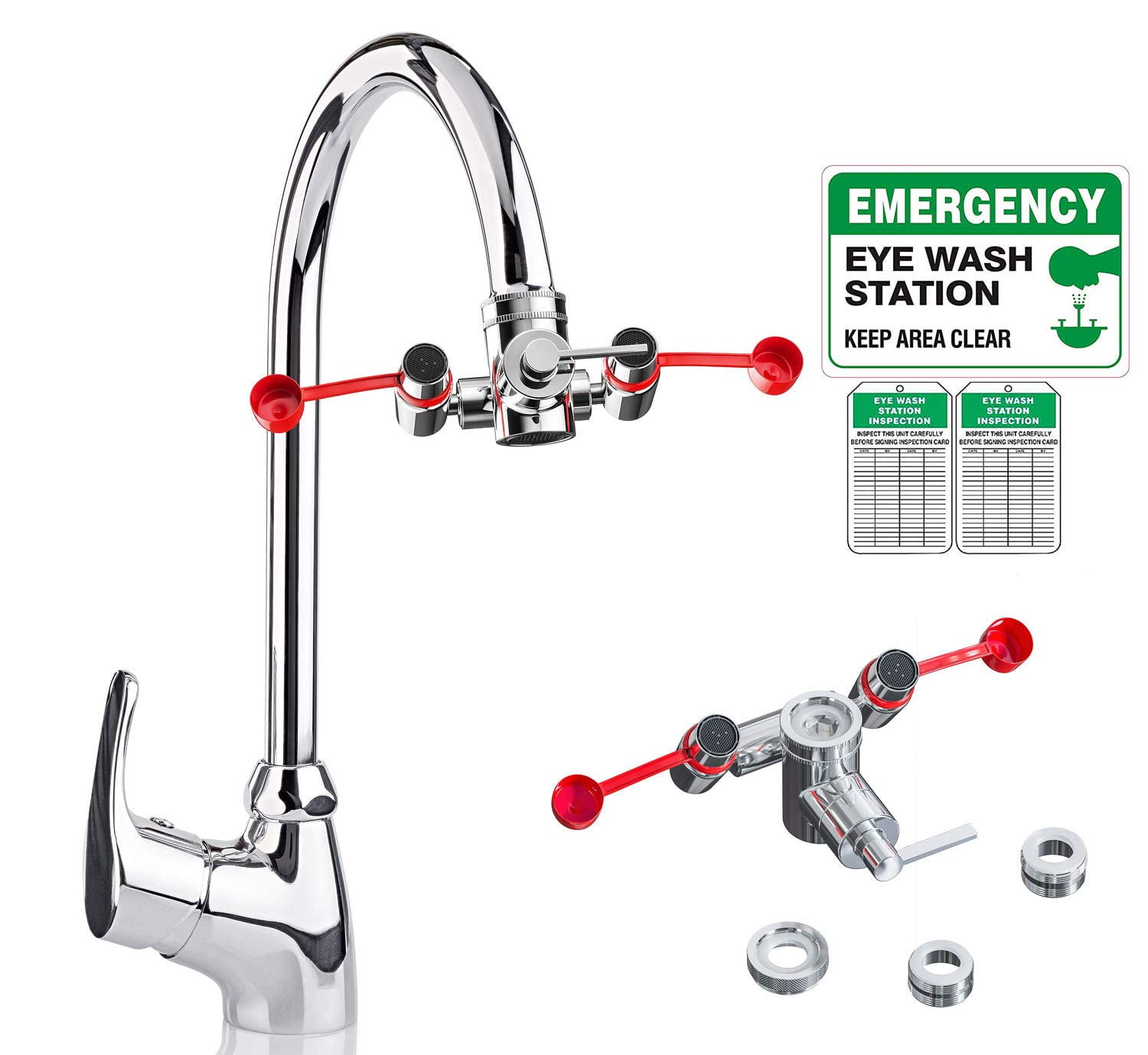 Skywin Eye Wash Kit Faucet Mounted Emergency Eye Wash Station Sink