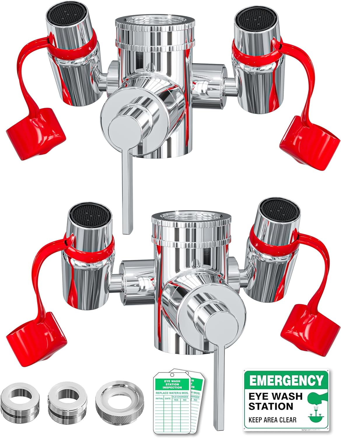 Skywin Eye Wash Station Osha Approved 2 Pack Fast Activating Faucet