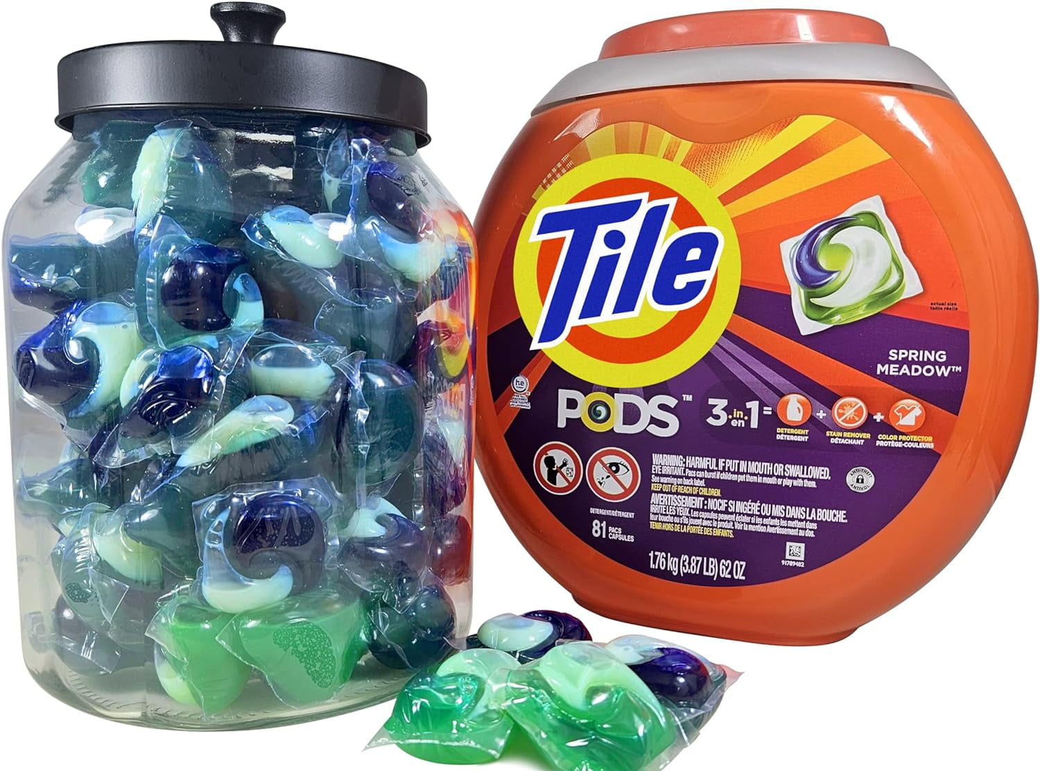 Skywin Glass Laundry Pod Container with Black Lid Laundry Pod Storage