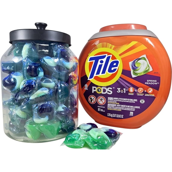 Skywin Glass Laundry Pod Container with Black Lid - Laundry Pod Storage Container for Laundry Room Organization Laundry & Dishwasher Pod Laundry Container