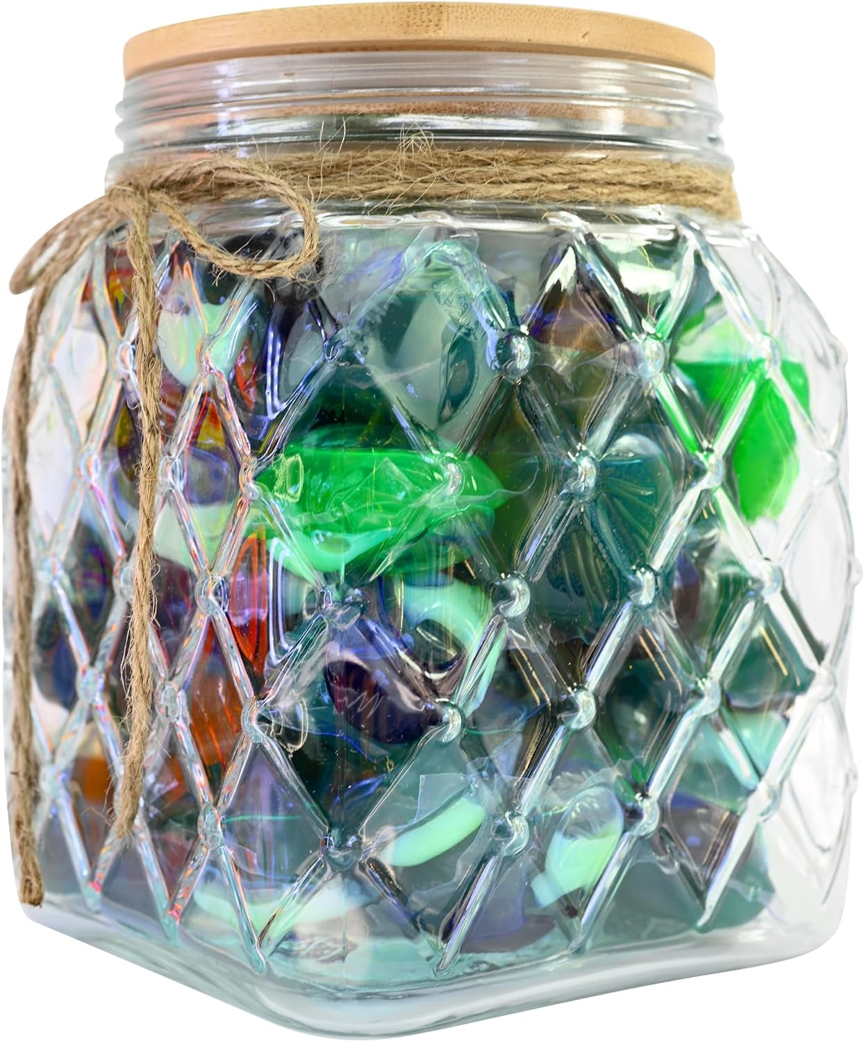 Skywin Glass Laundry Pod Container Holder Jar with Ropes Design and