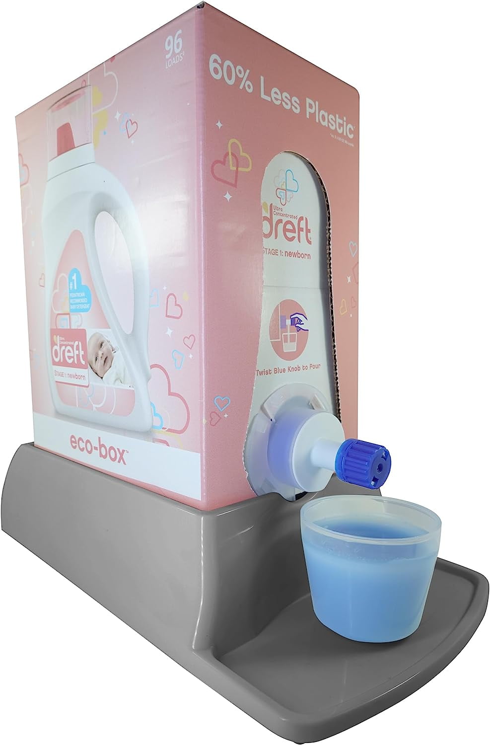 Skywin Laundry Detergent Holder Grey EcoBox Laundry Soap Dispenser with EasytoStore Package