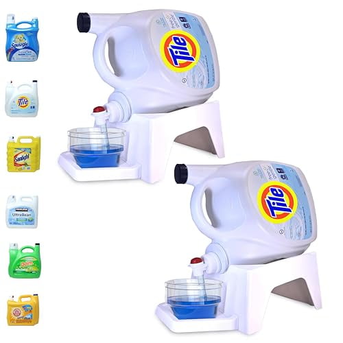 Skywin Laundry Detergent Holder Organizer with Tray - 2 Pack Soap Cup Storage Tray for Laundry Room Organization (White)