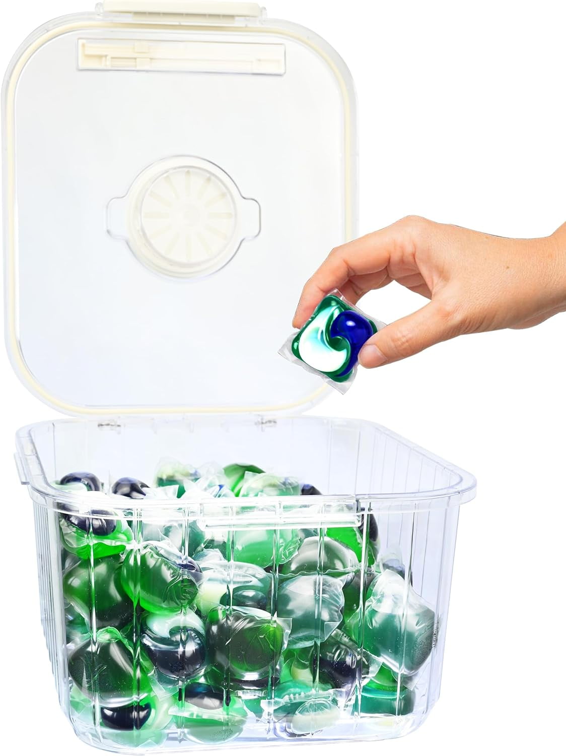 Skywin Laundry Pod Container with Lid (Clear) Laundry Pod Storage Container for Laundry Room