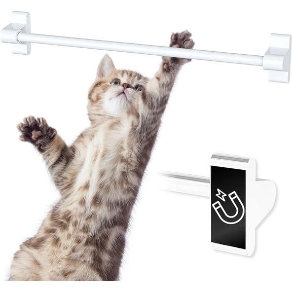 Skywin Magnetic Towel Holder for Refrigerator - 3 Pack Small Magnetic Curtain Rod for Metal Door with Adjustable Length - Fits Towels and Easily Attachable (White)