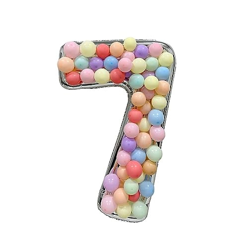 Skywin Number 7 Balloon Frame Silver - 65 Inches (5.42 Feet) Mosaic Balloon Frame - Number Seven Balloon Frame Sign Cardboard Numbers, Dazzling Mosaic Numbers for Balloons, Birthday Number Balloon