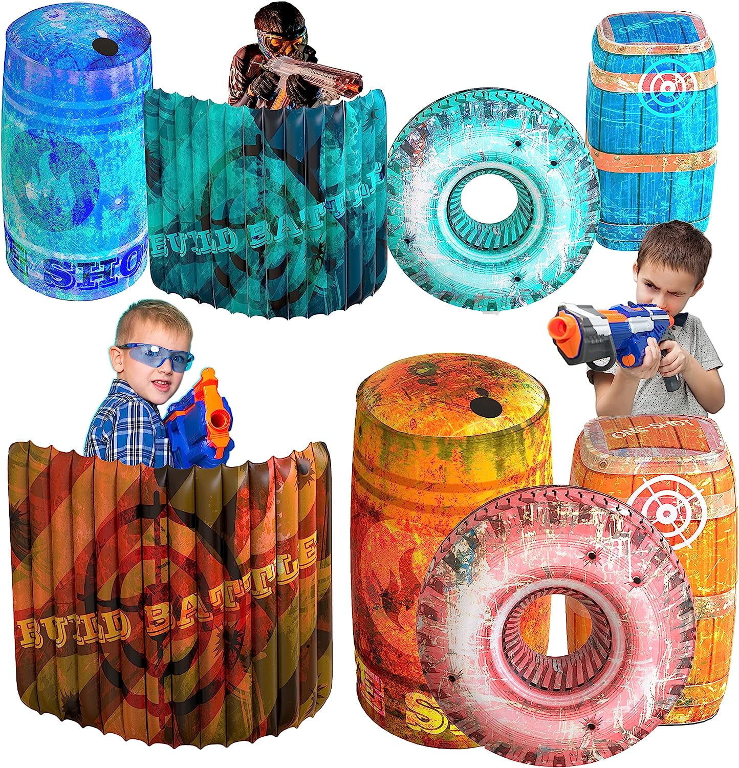Skywin Inflatable Battle Obstacles for Nerf Wars & Laser Tag - 8 Piece ...