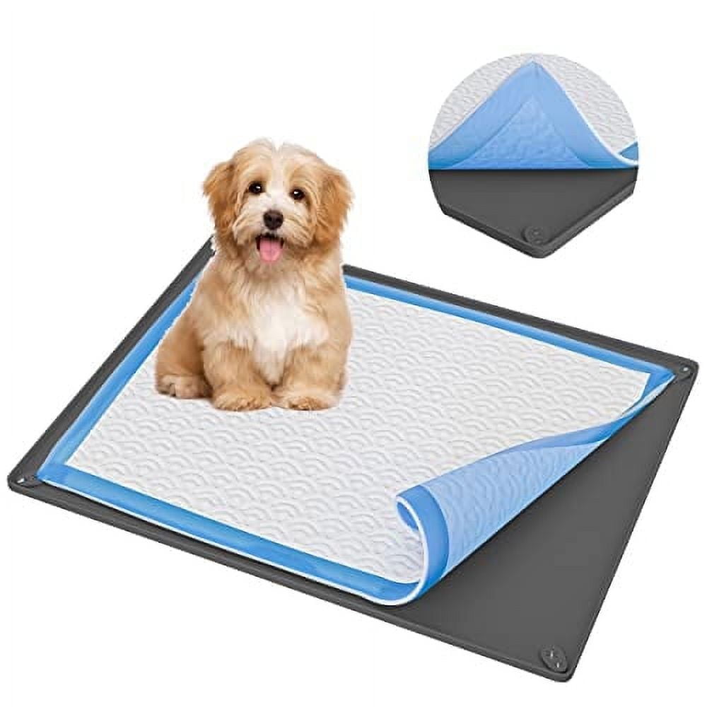 Skywin Pee Pad Holder for 27.5 x 44 Inches Training Pads – 2 Pack, Silicon Wee Wee Pad Holder, No Spill Puppy Pad Holder - Easy to Clean and Store Dog Puppy Pad Holder (Grey)