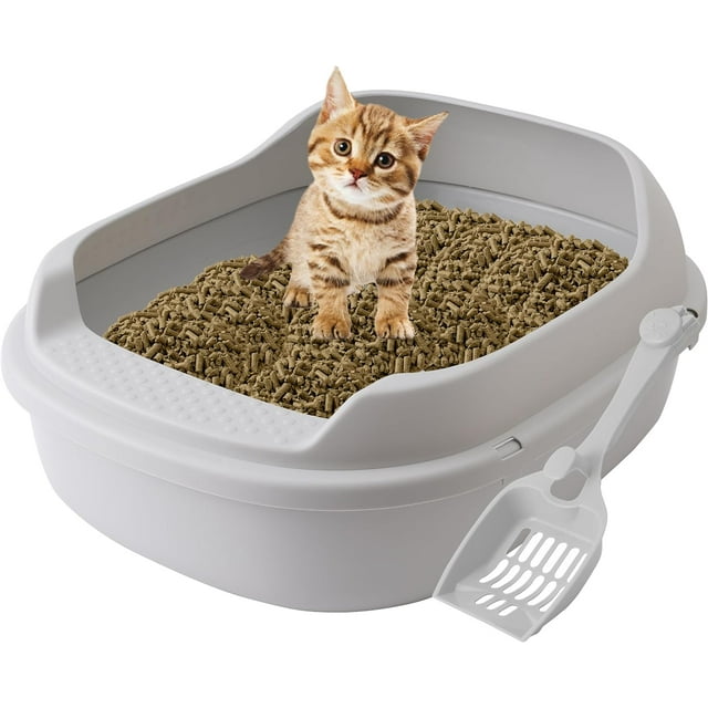 Skywin Pellet Cat Litter Box (Grey) Perfect for Pine Pellets