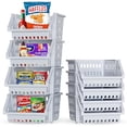 thumbnail image 1 of Skywin Plastic Stackable Storage Bins, Light Grey, 4 Count, 1 of 1
