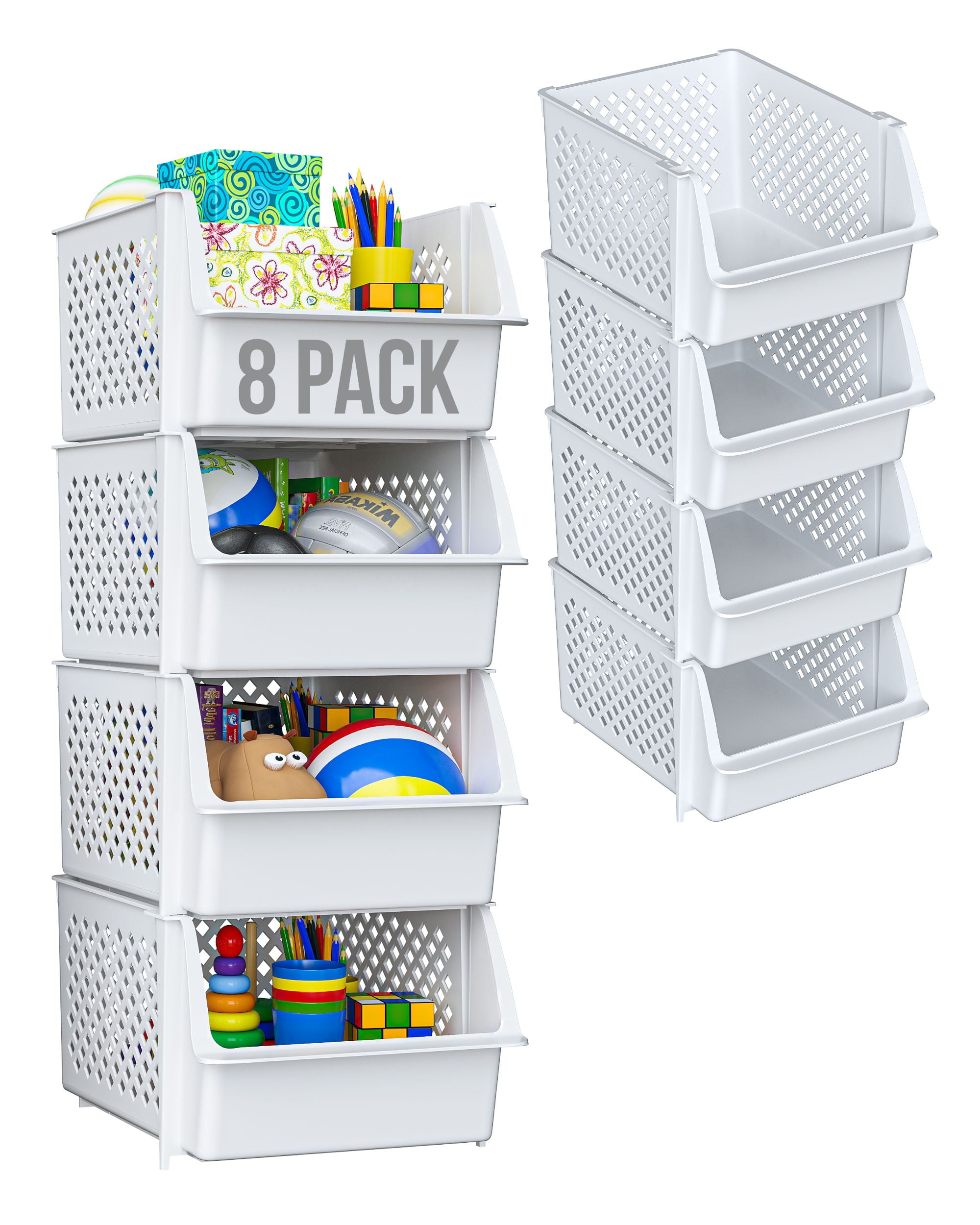 Skywin Plastic Stackable Storage Bins for Pantry - Stackable Bins For  Organizing Food, Kitchen, and Bathroom Essentials (Random - 8 Pack) 