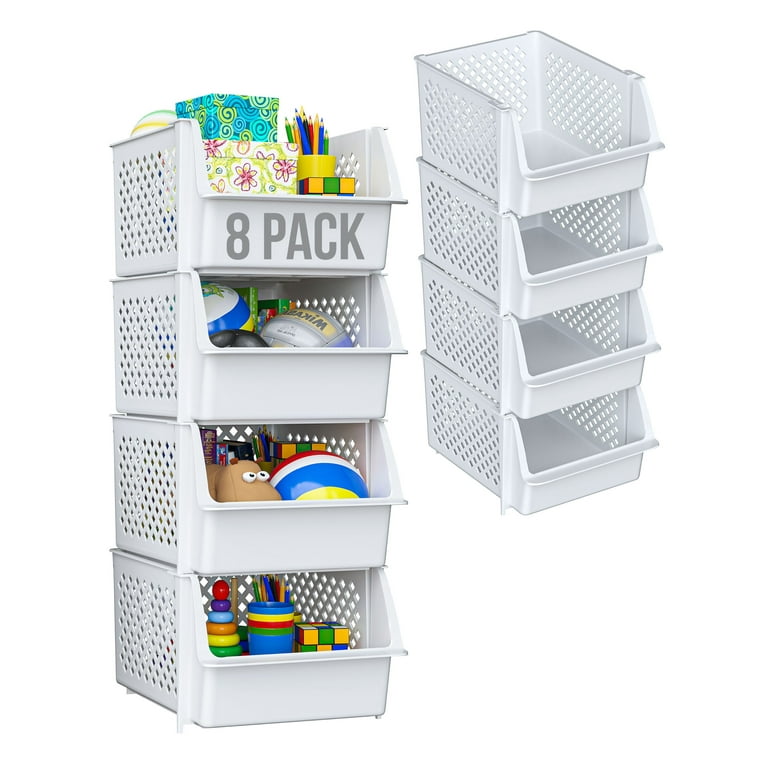 Skywin Plastic Stackable Storage Bins for Pantry - Stackable Bins For  Organizing Food, Kitchen, and Bathroom Essentials (Random - 8 Pack) 
