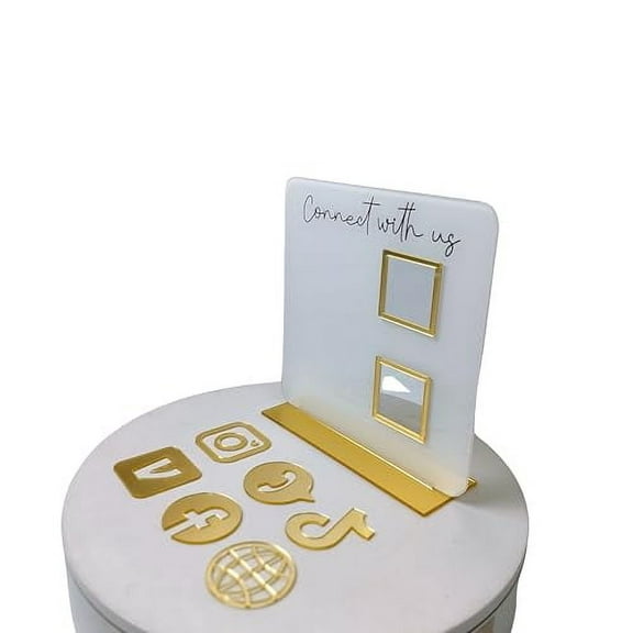 Skywin QR Code Business Social Media Sign Stand - Elegant Display Holder for Home and Office Desk Decor, Perfect Scan To Sign Icon Stand, Payment Acrylic Sign Holders Stand, Room Decor (White)